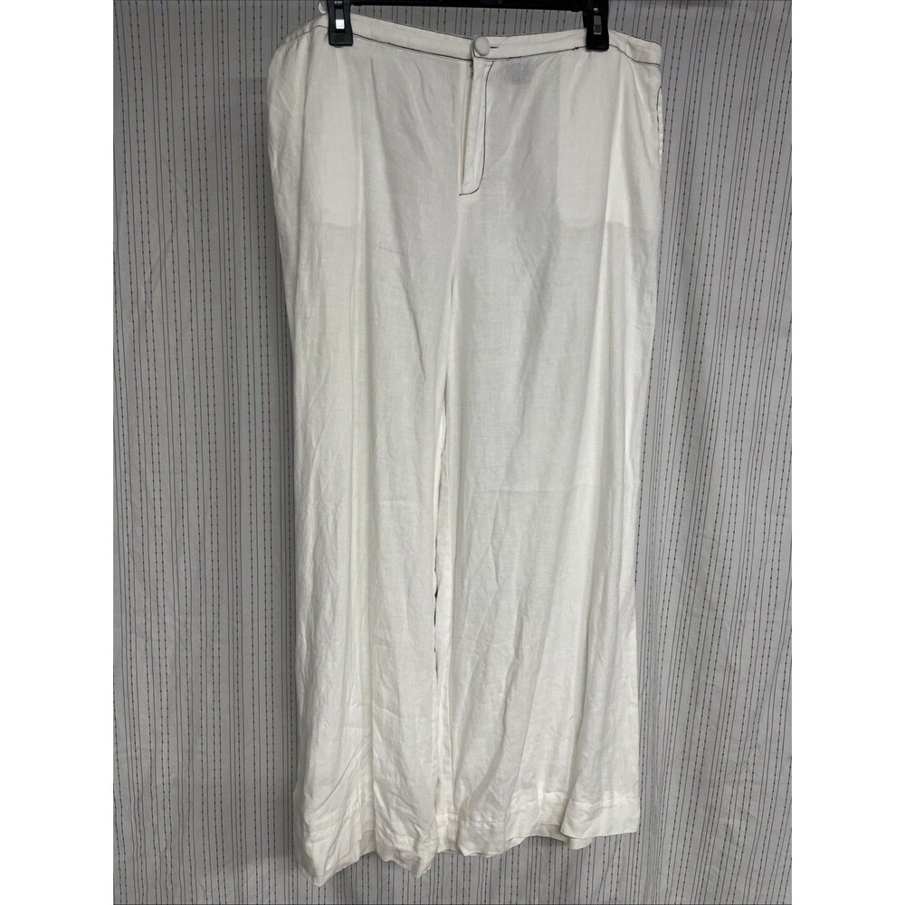 Ladies Autograph NY Pure Linen Wide Leg Trousers Size 12 Lightweight Summer